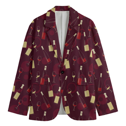 Glasses And Bottles Of Wine Print Men's Blazer