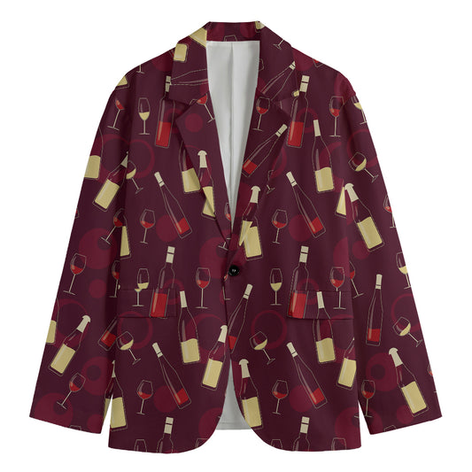 Glasses And Bottles Of Wine Print Men's Blazer