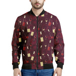 Glasses And Bottles Of Wine Print Men's Bomber Jacket