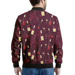 Glasses And Bottles Of Wine Print Men's Bomber Jacket