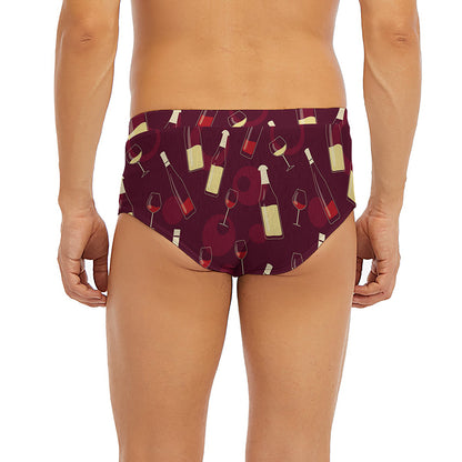 Glasses And Bottles Of Wine Print Men's Briefs
