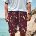 Glasses And Bottles Of Wine Print Men's Cargo Shorts