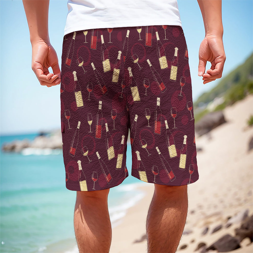 Glasses And Bottles Of Wine Print Men's Cargo Shorts