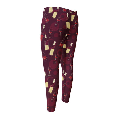 Glasses And Bottles Of Wine Print Men's Compression Pants