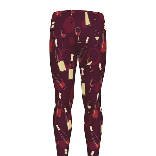 Glasses And Bottles Of Wine Print Men's leggings