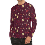 Glasses And Bottles Of Wine Print Men's Long Sleeve Rash Guard