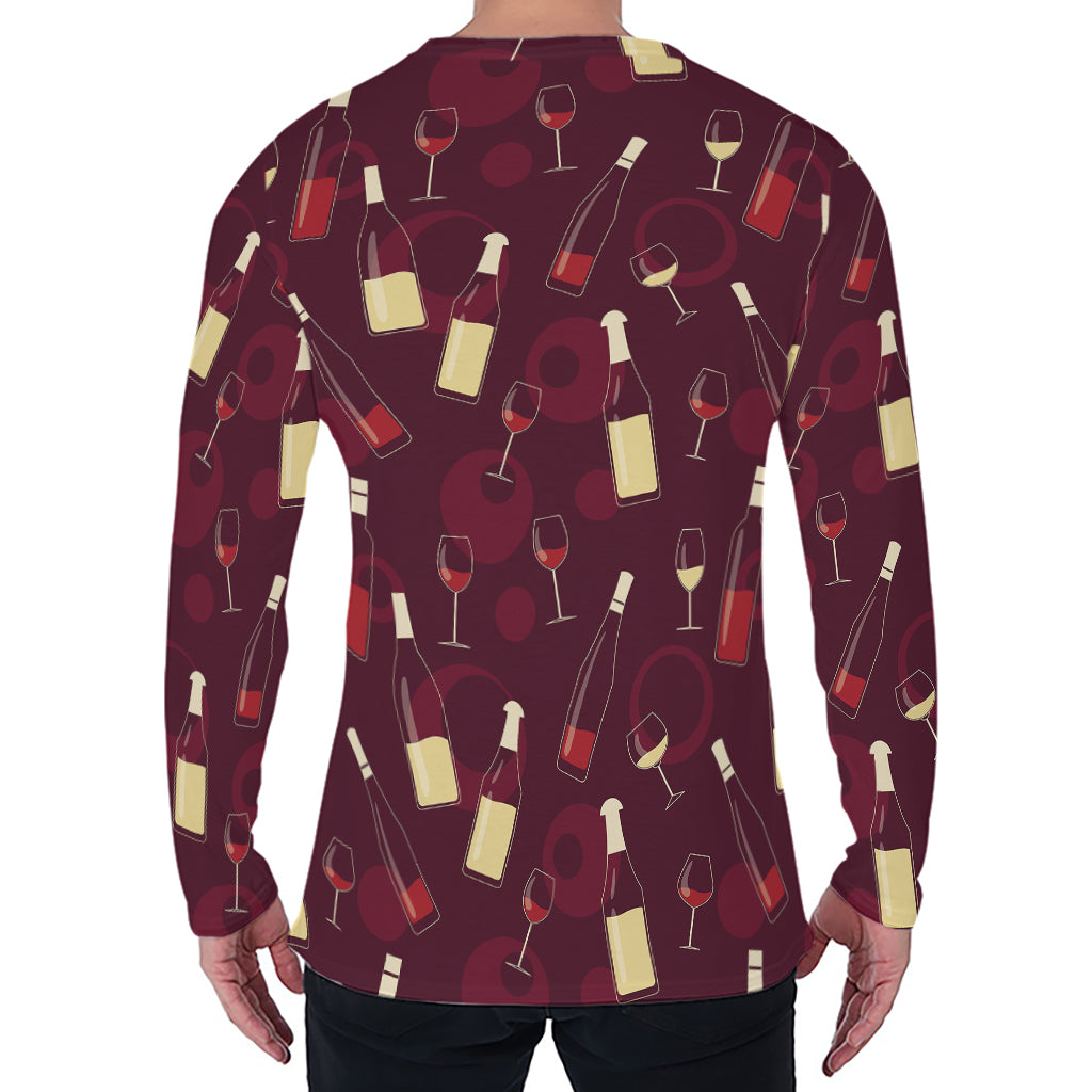 Glasses And Bottles Of Wine Print Men's Long Sleeve T-Shirt