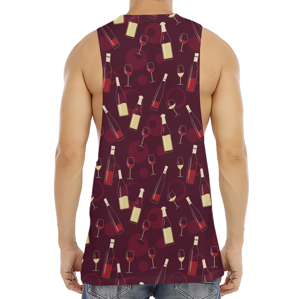 Glasses And Bottles Of Wine Print Men's Muscle Tank Top