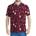 Glasses And Bottles Of Wine Print Men's Polo Shirt