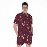 Glasses And Bottles Of Wine Print Men's Rompers