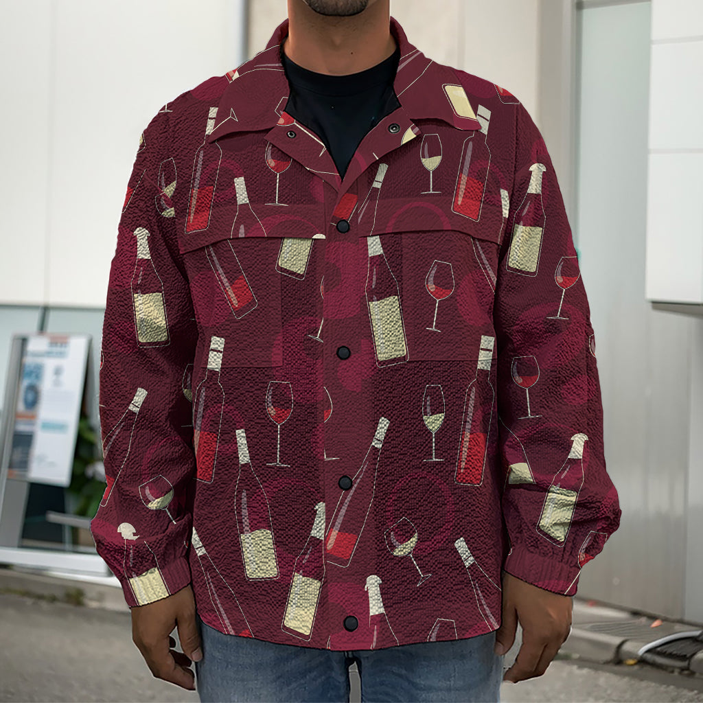 Glasses And Bottles Of Wine Print Men's Shirt Jacket