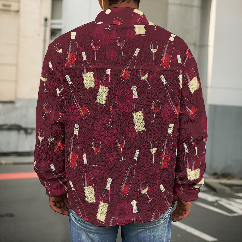 Glasses And Bottles Of Wine Print Men's Shirt Jacket