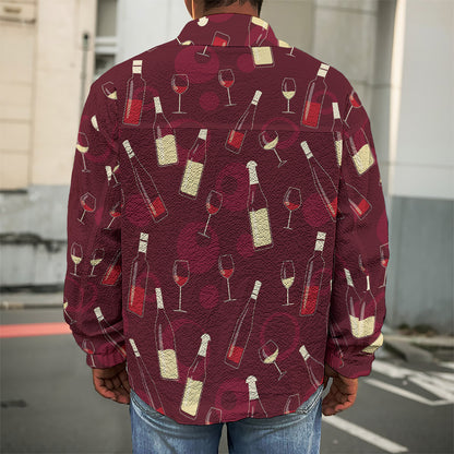 Glasses And Bottles Of Wine Print Men's Shirt Jacket