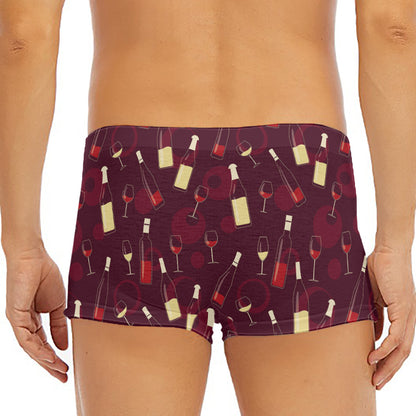 Glasses And Bottles Of Wine Print Men's Short Boxer Briefs