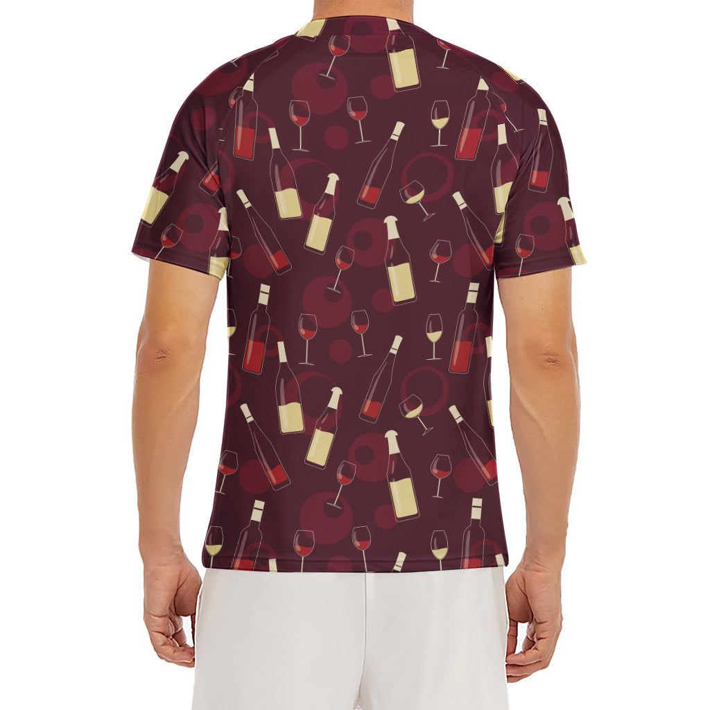 Glasses And Bottles Of Wine Print Men's Short Sleeve Rash Guard