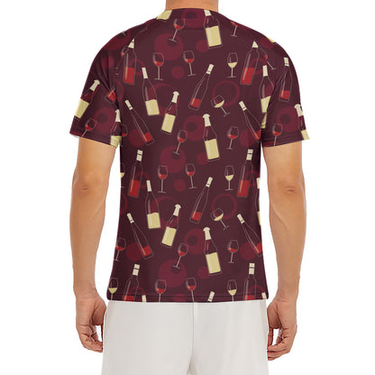 Glasses And Bottles Of Wine Print Men's Short Sleeve Rash Guard