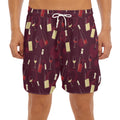 Glasses And Bottles Of Wine Print Men's Split Running Shorts
