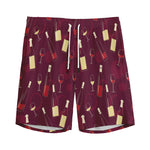 Glasses And Bottles Of Wine Print Men's Sports Shorts