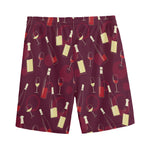 Glasses And Bottles Of Wine Print Men's Sports Shorts