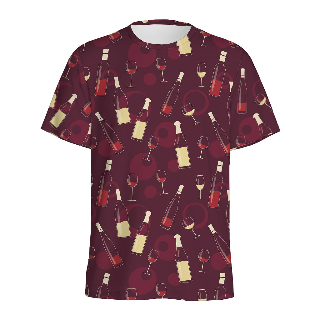 Glasses And Bottles Of Wine Print Men's Sports T-Shirt