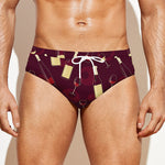 Glasses And Bottles Of Wine Print Men's Swim Briefs