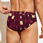Glasses And Bottles Of Wine Print Men's Swim Briefs