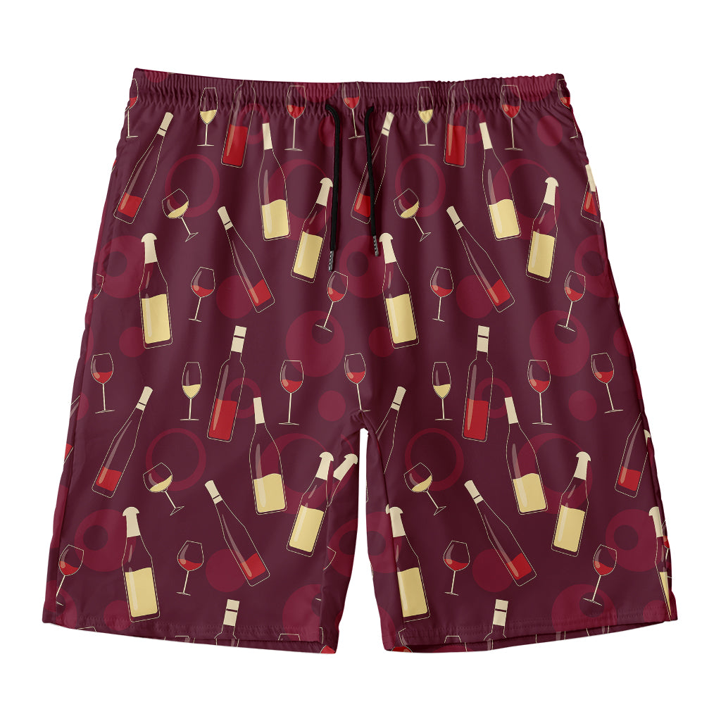 Glasses And Bottles Of Wine Print Men's Swim Trunks
