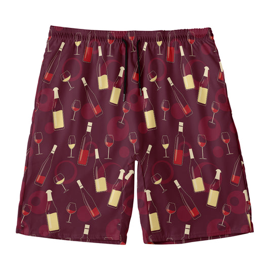 Glasses And Bottles Of Wine Print Men's Swim Trunks