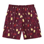 Glasses And Bottles Of Wine Print Men's Swim Trunks