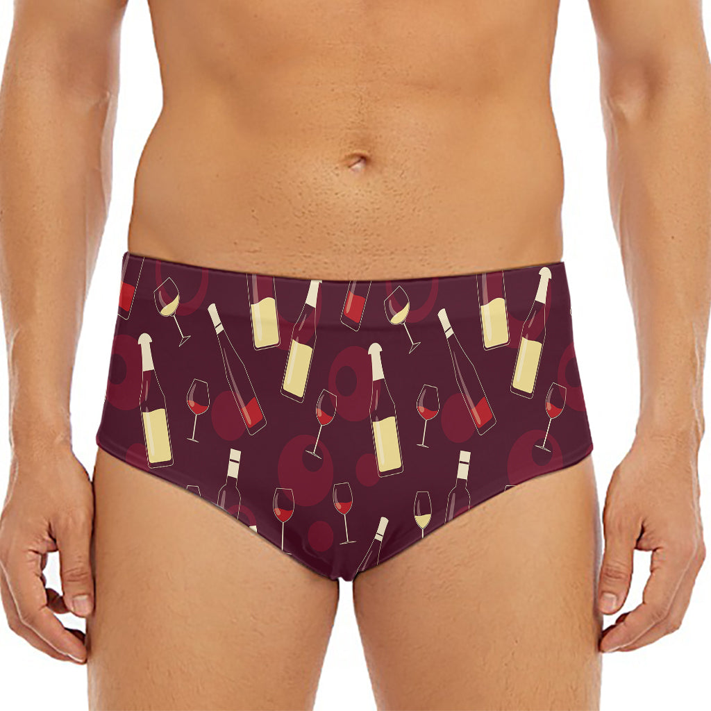 Glasses And Bottles Of Wine Print Men's Triangle Swim Briefs