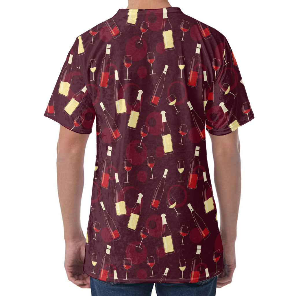 Glasses And Bottles Of Wine Print Men's Velvet T-Shirt