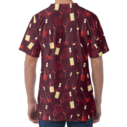 Glasses And Bottles Of Wine Print Men's Velvet T-Shirt