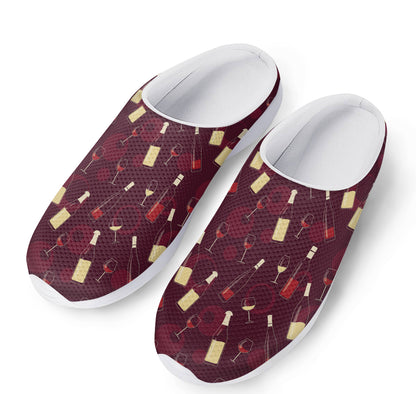 Glasses And Bottles Of Wine Print Mesh Casual Shoes