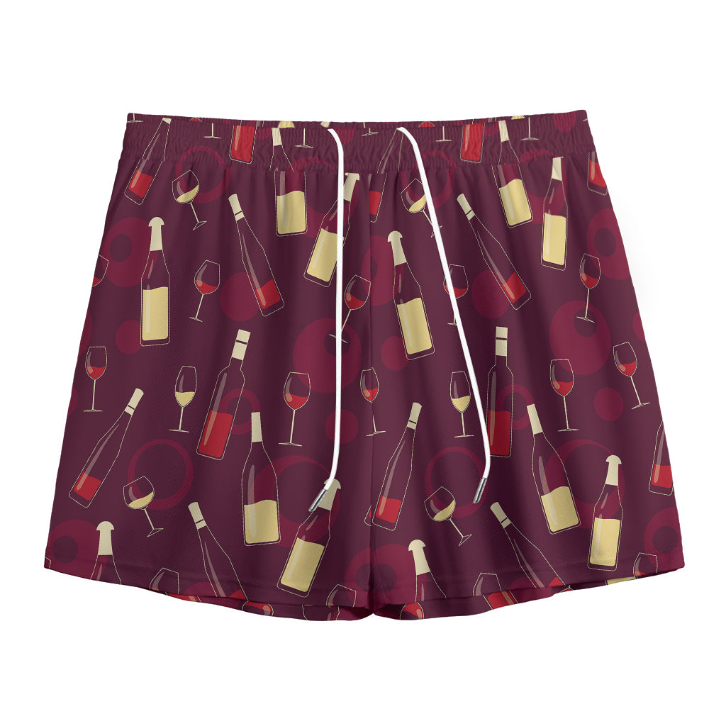 Glasses And Bottles Of Wine Print Mesh Shorts