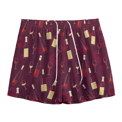 Glasses And Bottles Of Wine Print Mesh Shorts