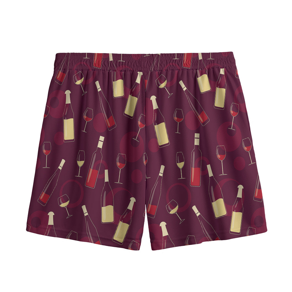 Glasses And Bottles Of Wine Print Mesh Shorts