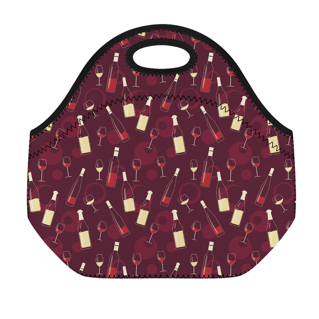 Glasses And Bottles Of Wine Print Neoprene Lunch Bag