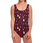 Glasses And Bottles Of Wine Print One Piece Swimsuit