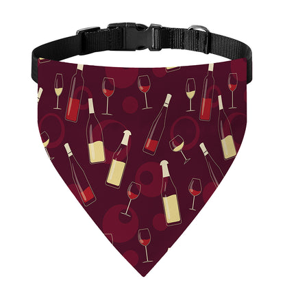 Glasses And Bottles Of Wine Print Over The Collar Dog Bandana