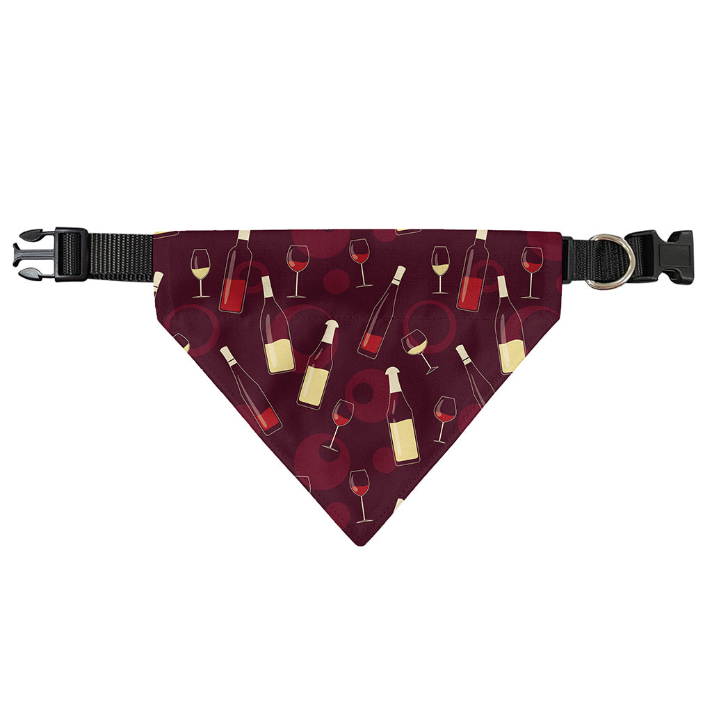 Glasses And Bottles Of Wine Print Over The Collar Dog Bandana