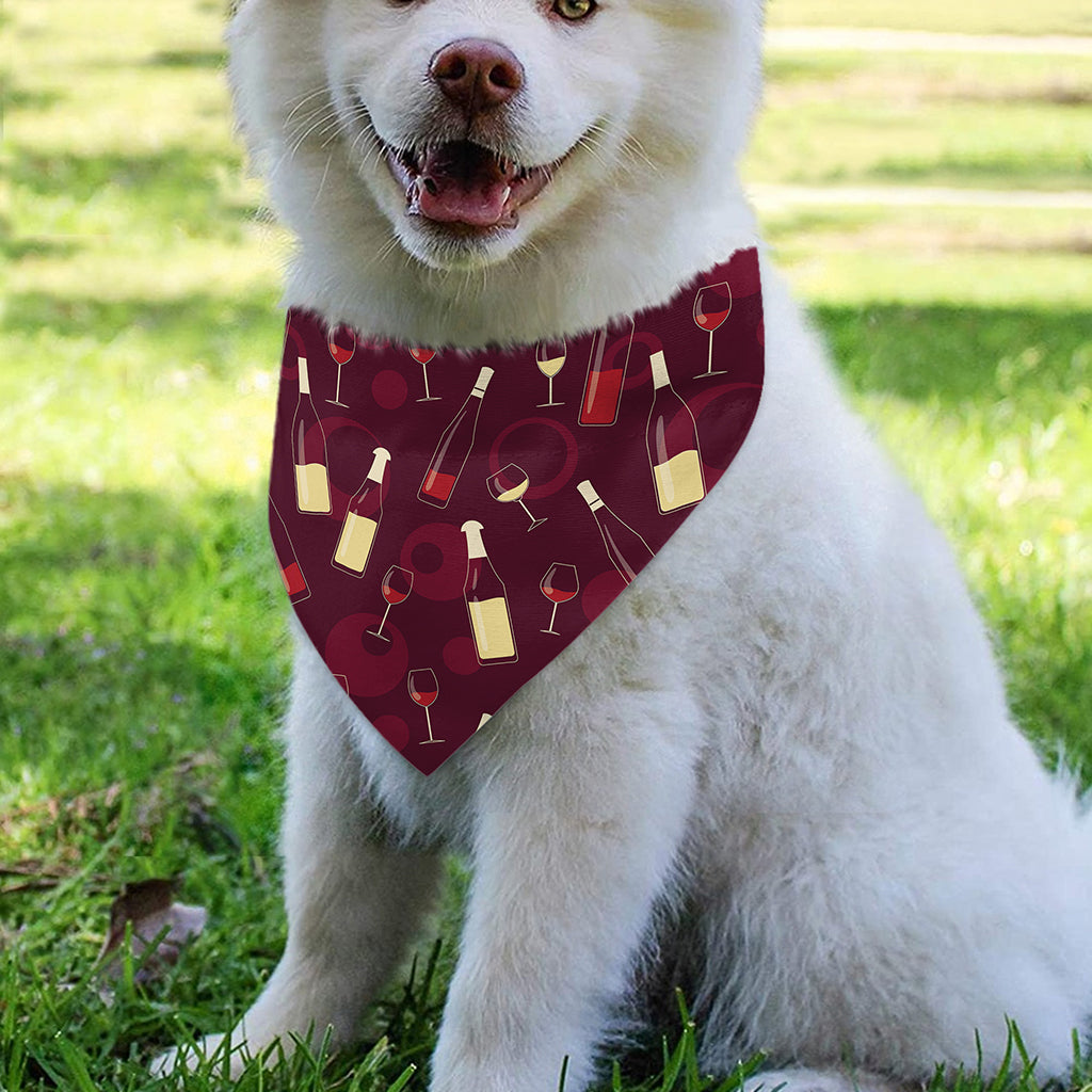 Glasses And Bottles Of Wine Print Over The Collar Dog Bandana