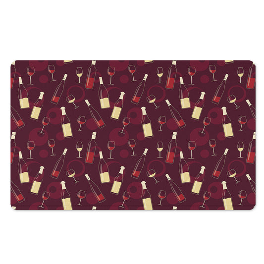 Glasses And Bottles Of Wine Print Polyester Doormat