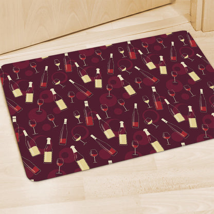 Glasses And Bottles Of Wine Print Polyester Doormat