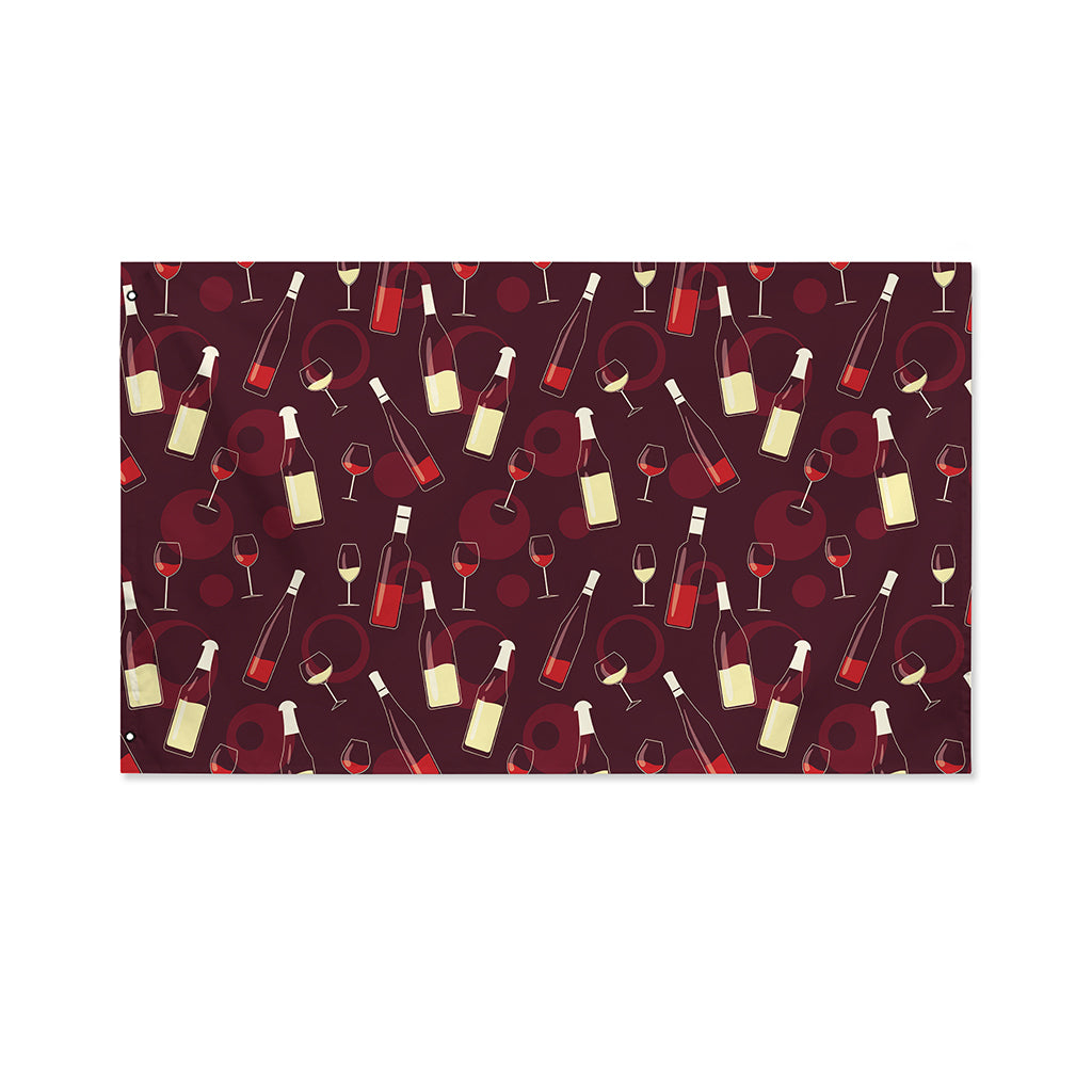 Glasses And Bottles Of Wine Print Polyester Flag