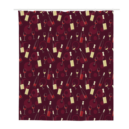 Glasses And Bottles Of Wine Print Polyester Shower Curtain