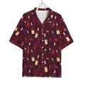 Glasses And Bottles Of Wine Print Rayon Hawaiian Shirt