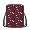 Glasses And Bottles Of Wine Print Rectangular Crossbody Bag
