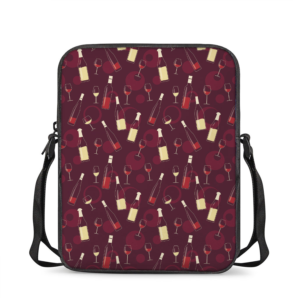 Glasses And Bottles Of Wine Print Rectangular Crossbody Bag
