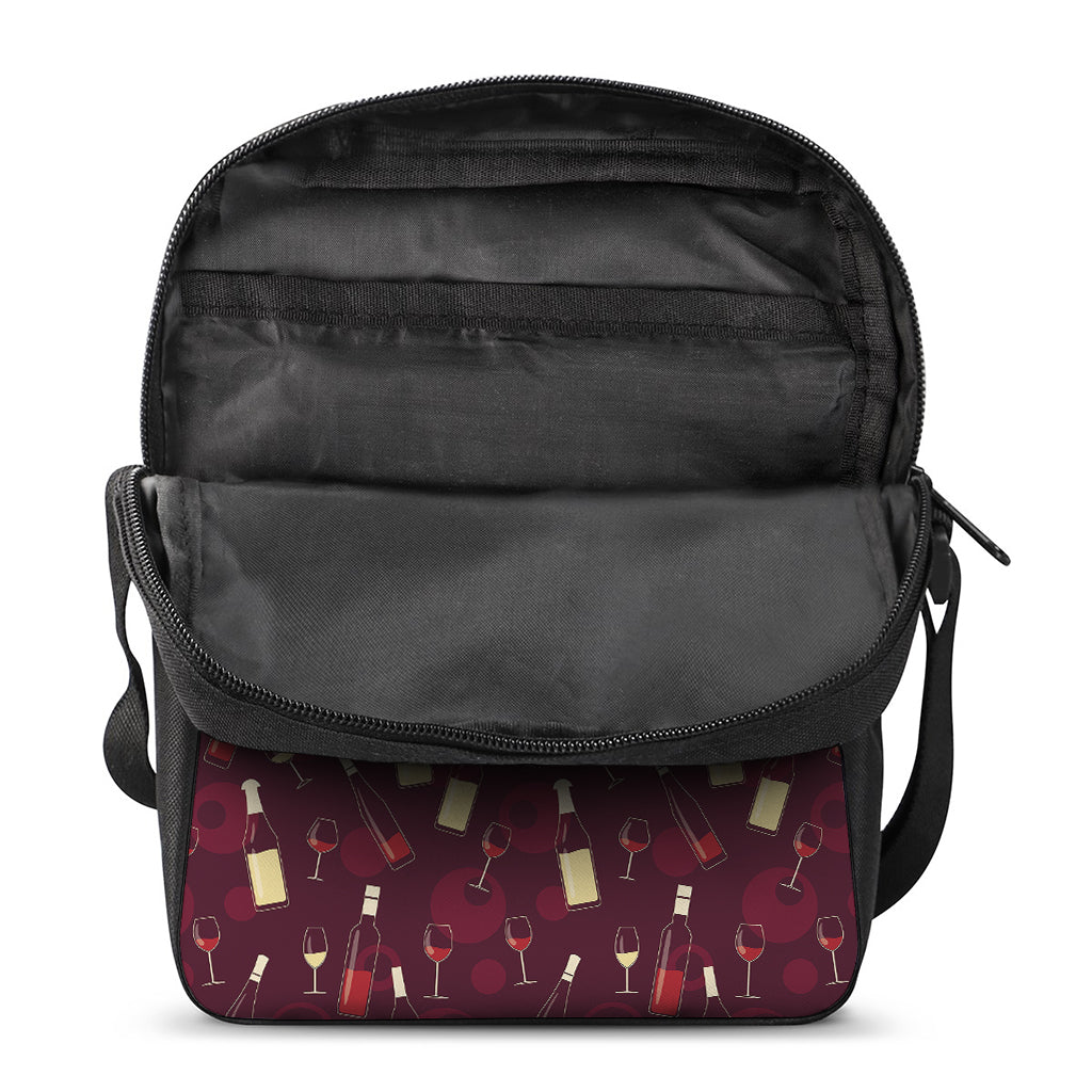 Glasses And Bottles Of Wine Print Rectangular Crossbody Bag