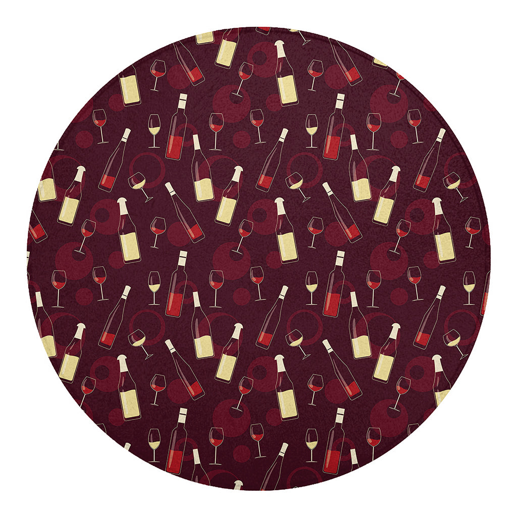 Glasses And Bottles Of Wine Print Round Blanket